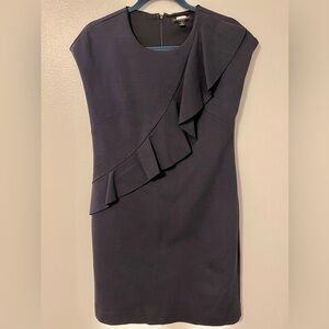 Banana Republic Navy Blue Asymmetrical Ruffle Dress. Fully lined